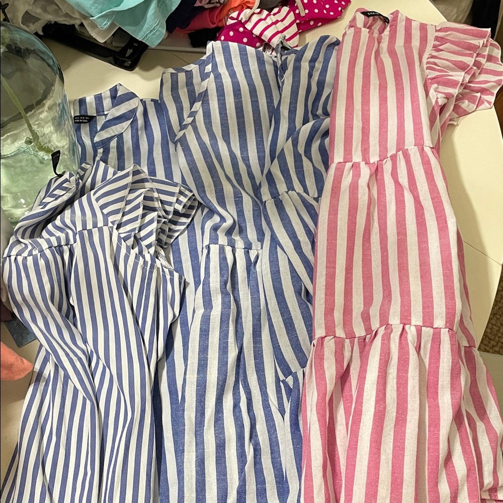 SHEIN, Striped Blue and Pink Dresses